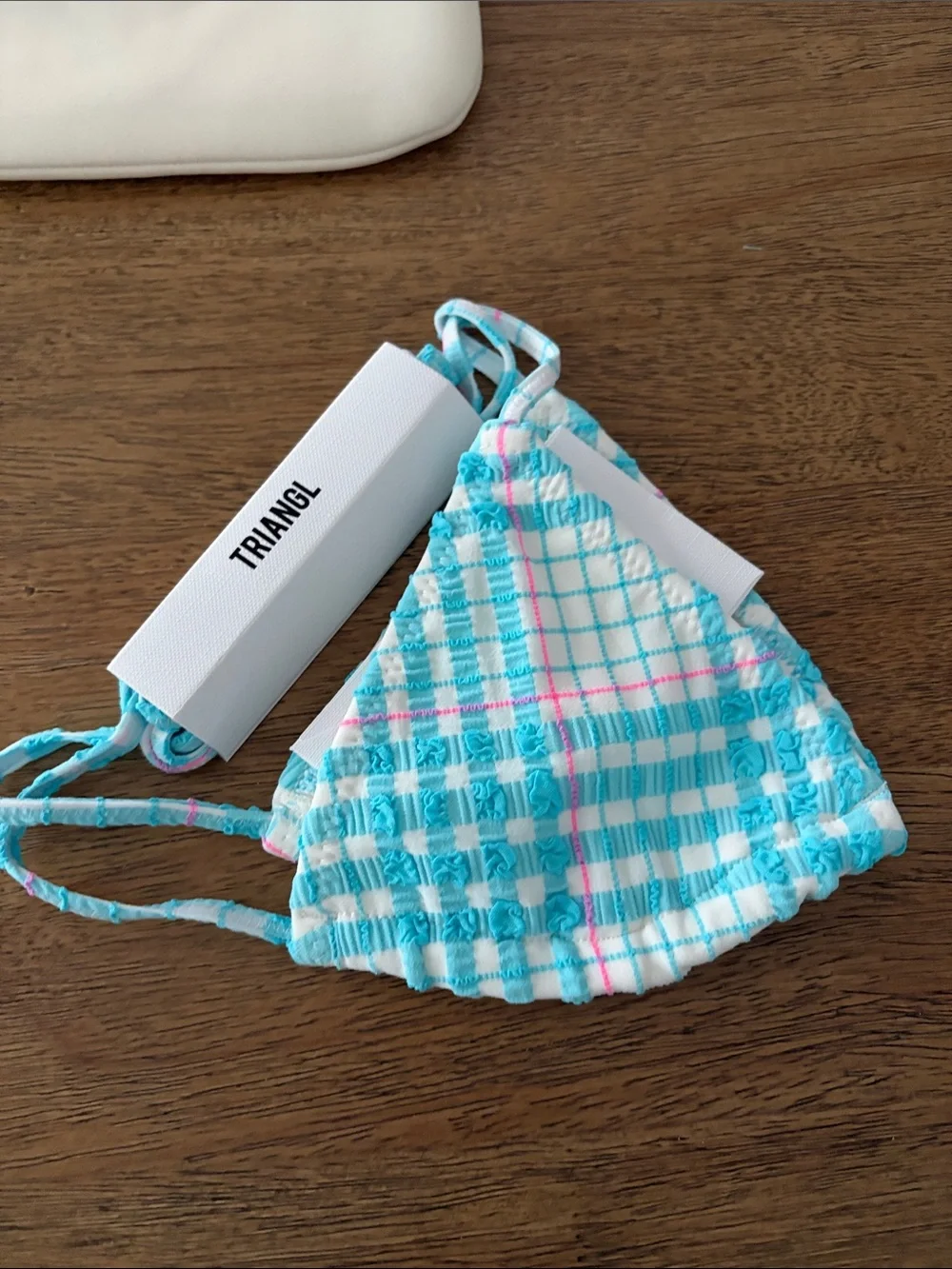 New Triangl VINCA - BLUE BLOSS CHECK TRIANGLE BIKINI SET